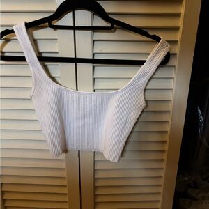 Superdown White Ribbed Crop Top